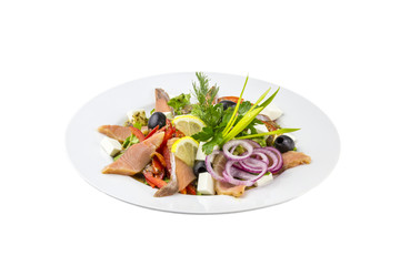 Salad with fish,olives and fresh vegetables