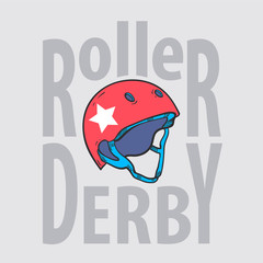 Roller derby helmet typography, t-shirt graphics, vectors