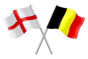 Flags: England and Belgium