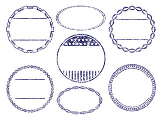 Set of seven grunge rubber stamps templates.