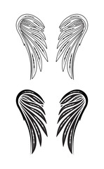 Two pair wings of angel. Vector illustration.