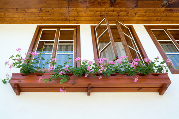 Fototapeta na wymiar Old building with wooden windows in Plovdiv, Bulgaria