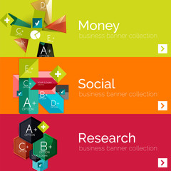 Flat design paper infographic banner set