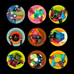 Set of flat design circle option infographics concepts