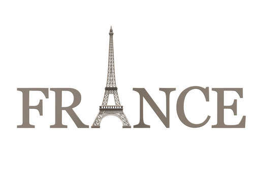 Eiffel Tower with France Text