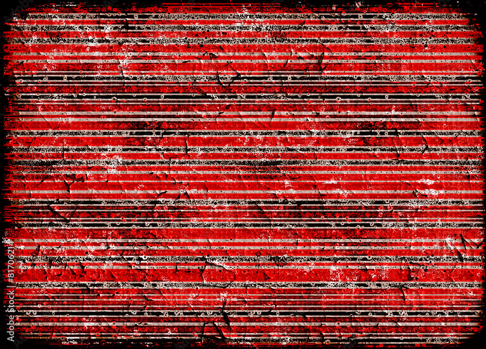 Poster grungy red abstract background with pattern of lines, peel effec