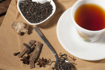 Spiced Masala Tea with Ingredients