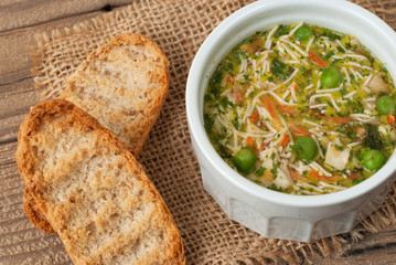 Soup with pasta and vegetables