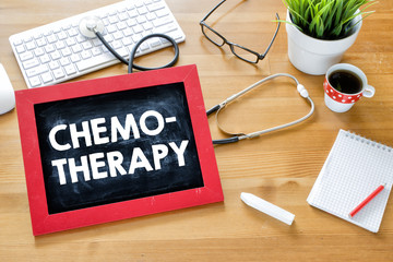 Handwritten chemo-therapy on blackboard