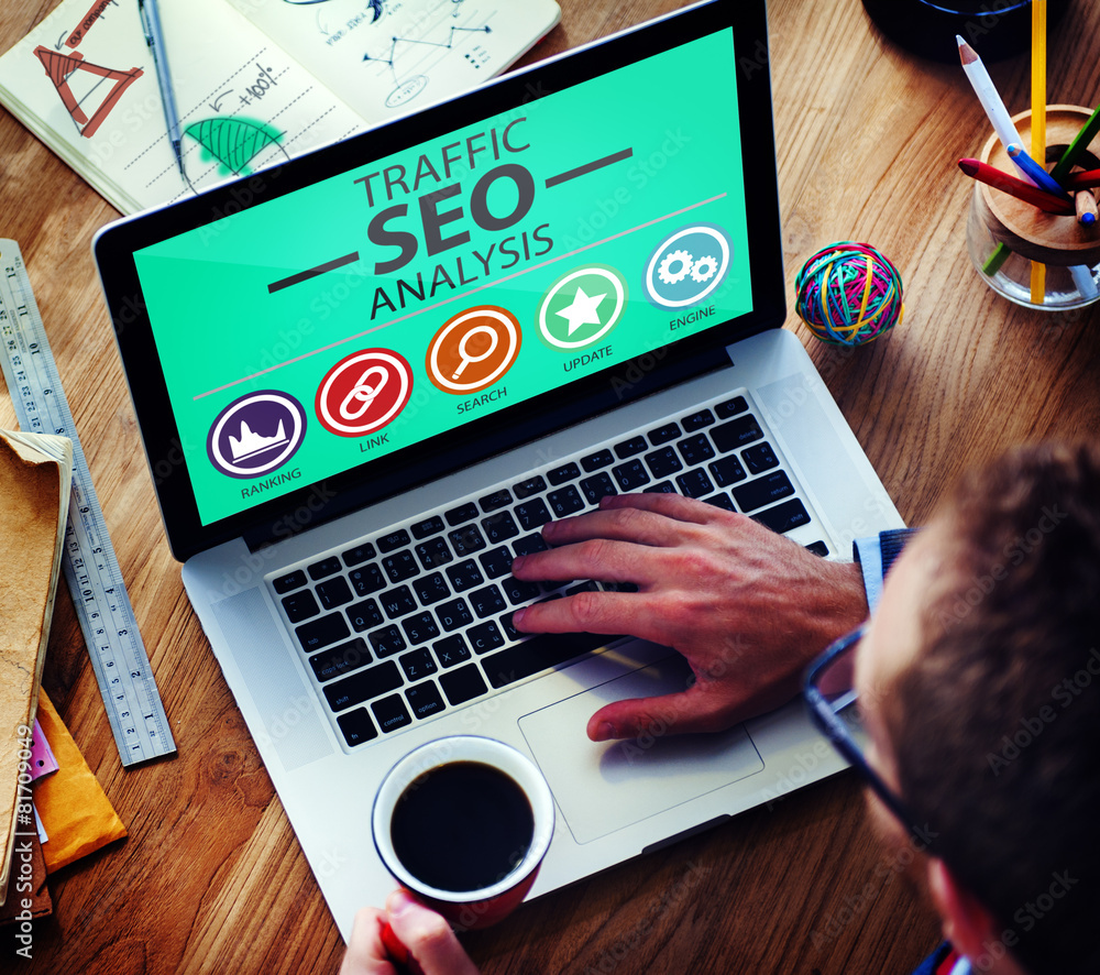 Wall mural search engine optimisation analysis information data concept
