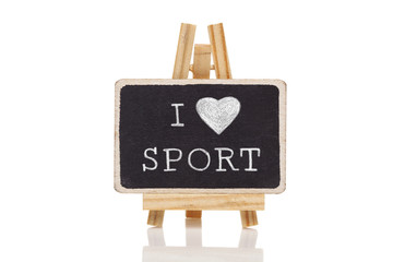 I love sport phrase handwritten on the school blackboard