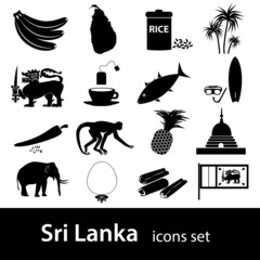 Sri-lanka country symbols black icons set eps10