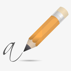 big wooden pencil with rubber write letter eps10