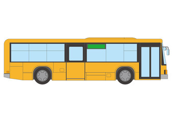 Yellow bus, line drawing vector illustration