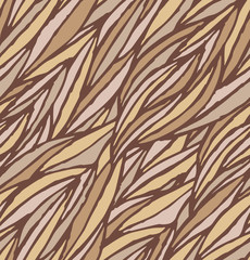 Abstract brown hand-drawn waves seamless pattern background