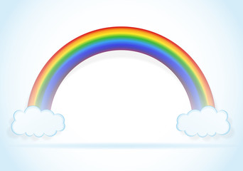 abstract rainbow with clouds vector illustration