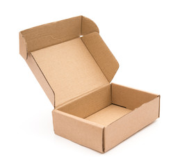 brown box opened on a white background