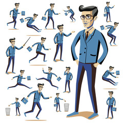 Flat people situations web infographic vector set Men lifestyle