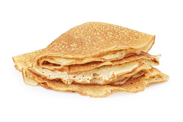 fresh hot blinis or crepes isolated on white