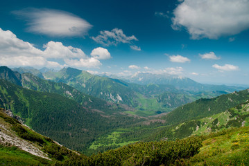 Fototapeta na wymiar View into a valley in Tatra mountines