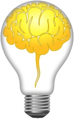 Golden brain in the light bulb