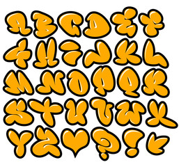 graffiti bubble vector fonts with gloss and outline variation