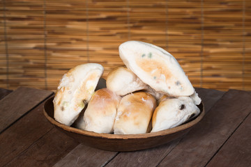 Mould on food. Bread with mildew. Rotten food, bread, expire dat