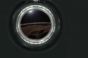 Moon, Mars of alien planet landscape.