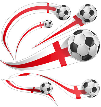 england  flag set with soccer ball