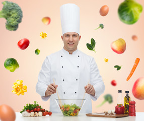 happy male chef cook cooking food