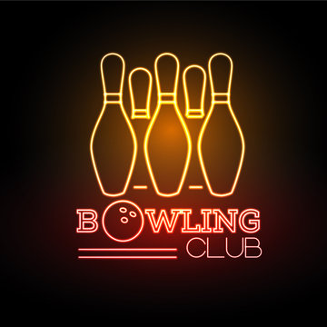 Neon sigh. Bowling club