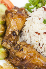 Roast chicken with rice, Close up