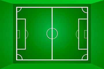 Vector green soccer field or football field, gridiron