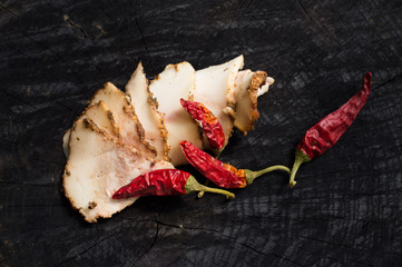 Salo with spices and red pepper