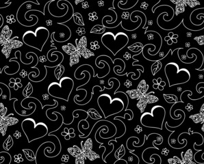 Abstract floral valentine vector seamless pattern