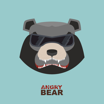 Bear head. Angry bear logo  Hockey emblem