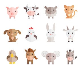 farm animals vector set