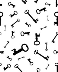 Seamless pattern with old keys on a white background, vector