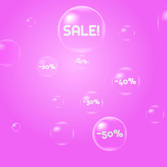Sale. Discounts. Soap bubbles