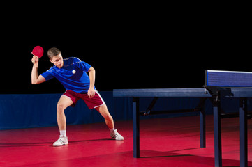 Table tennis player isolated