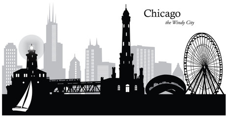 Vector illustration of the Chicago skyline / cityscape - obrazy, fototapety, plakaty