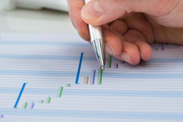 Hand With Pen Over Gantt Diagram