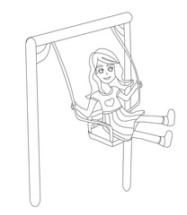 Happy girl on a swing.