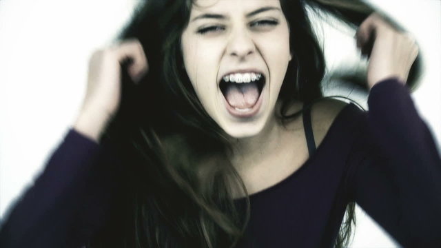 Desperate girl screaming and shouting medium shot slow motion