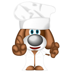 Dog Pup Puppy Cook Cooking Hat Chef cuisine comic cartoon