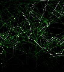 Dots with connections, triangles light background