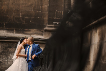 Wedding couple walking