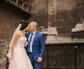 Wedding couple walking