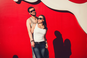 portrait of a young couple on a sunny day