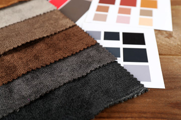 Scraps of colored tissue with palette close up